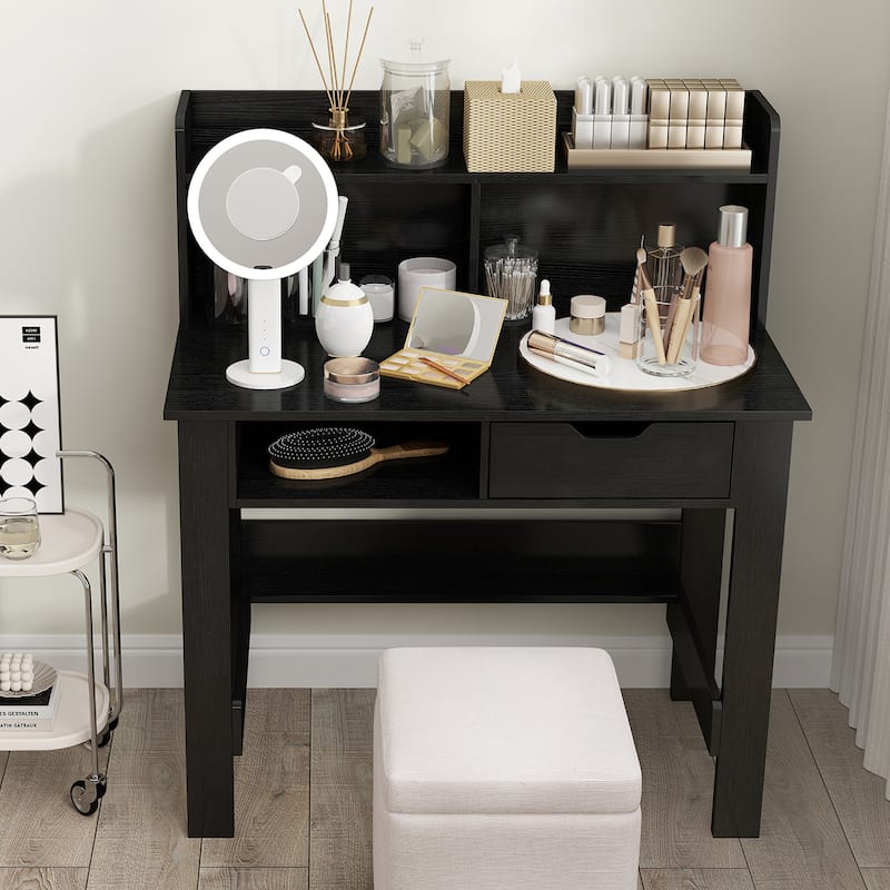 Gymax Computer Desk w/ Power Outlets & USB Ports & Type-C Hutch Open