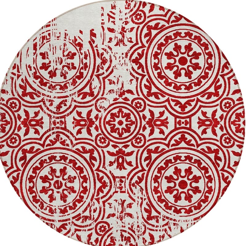 HomeRoots Medallion Transitional Rectangle Outdoor Rug