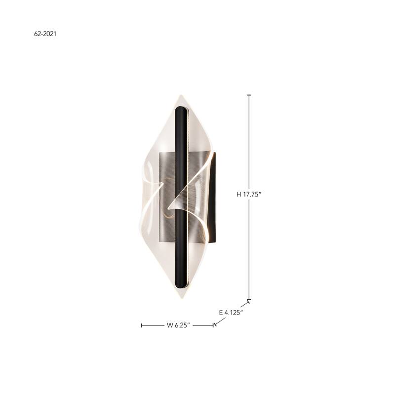 Geneva 18 Inch LED Small Wall Sconce Matte Black Silk Screened Acrylic Lens