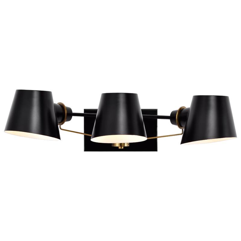 Baxter 3 Light Vanity Black with Burnished Brass