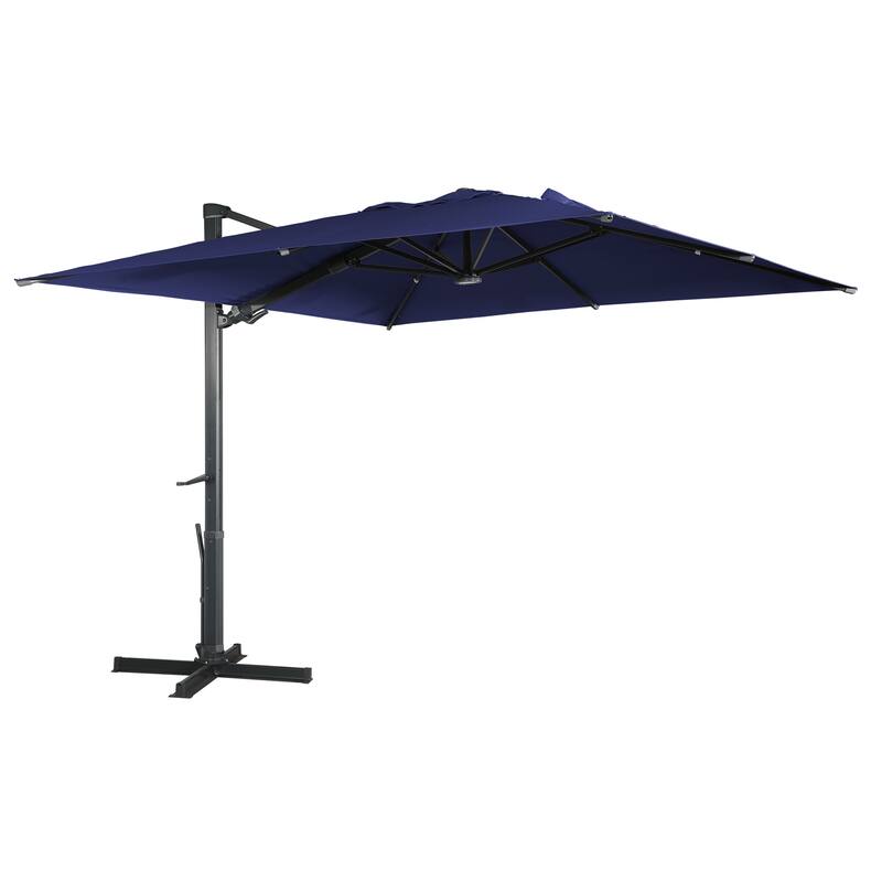 10FT Cantilever Umbrella Rectangular Crank Market Umbrella - Navy Blue