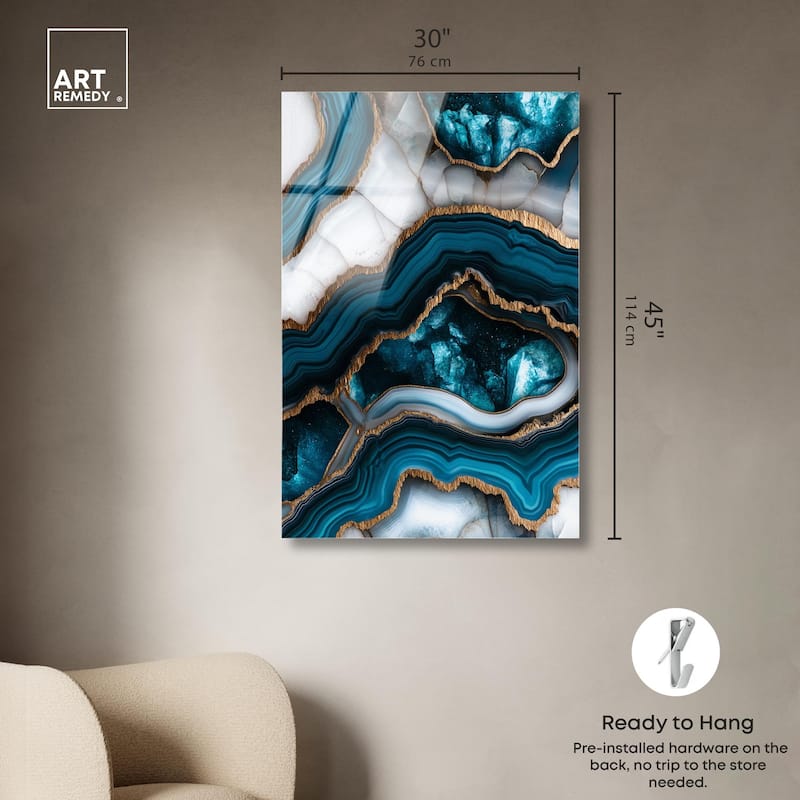 Teal Tectonic III Acrylic by Art Remedy, Ready to Hang