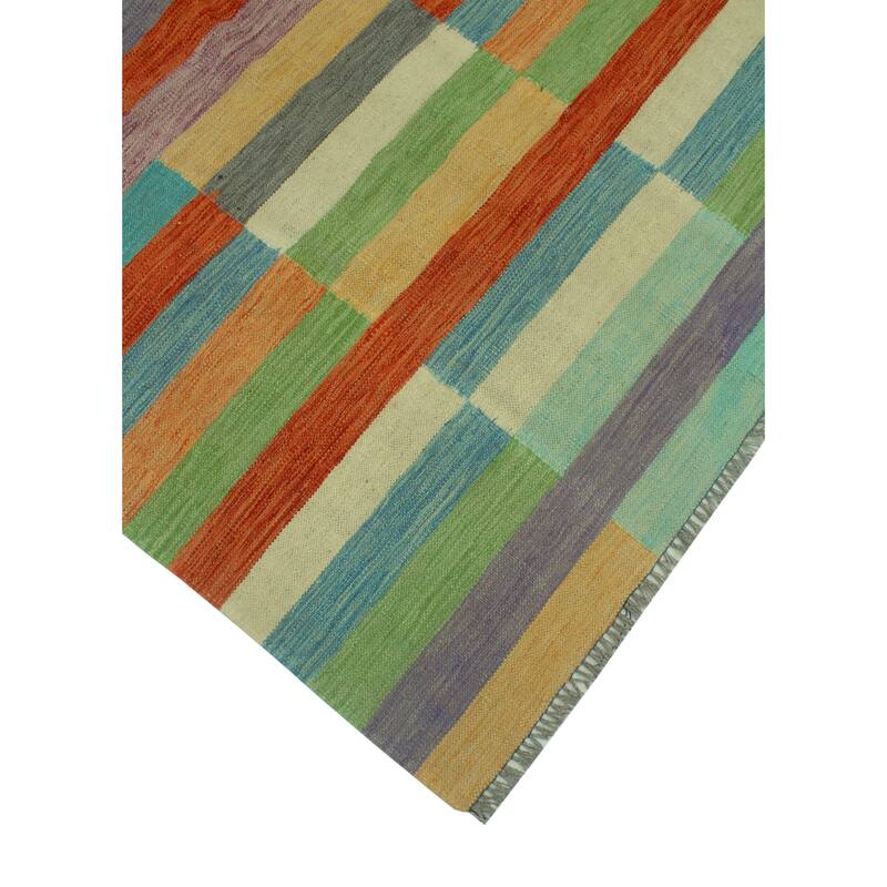 Hand-Woven Winchester Kilim Knightsbridge Rust/Ivory Rug - 4'1" x 5'11"
