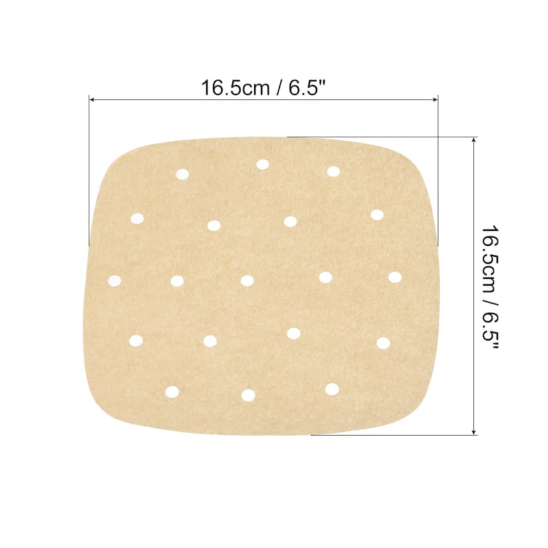 6.5 inch Air Fryer Parchment Paper, 200pcs Square Baking Paper Liners, Brown - Brown