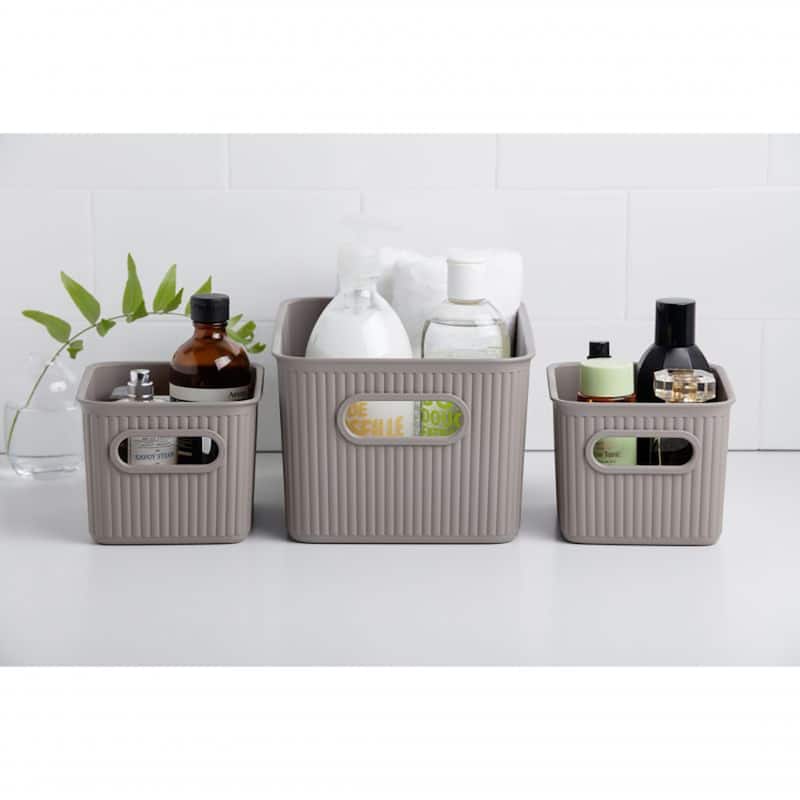 Superio Ribbed Storage Bin (3 Pack) - 11.5"W x 15"D x 6.25"H