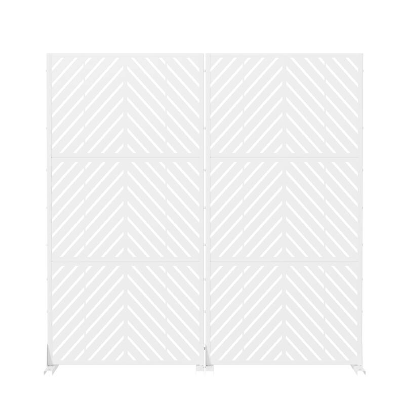 Outdoor Privacy Screen with Stand for Patio Garden Metal Fence Set of 2