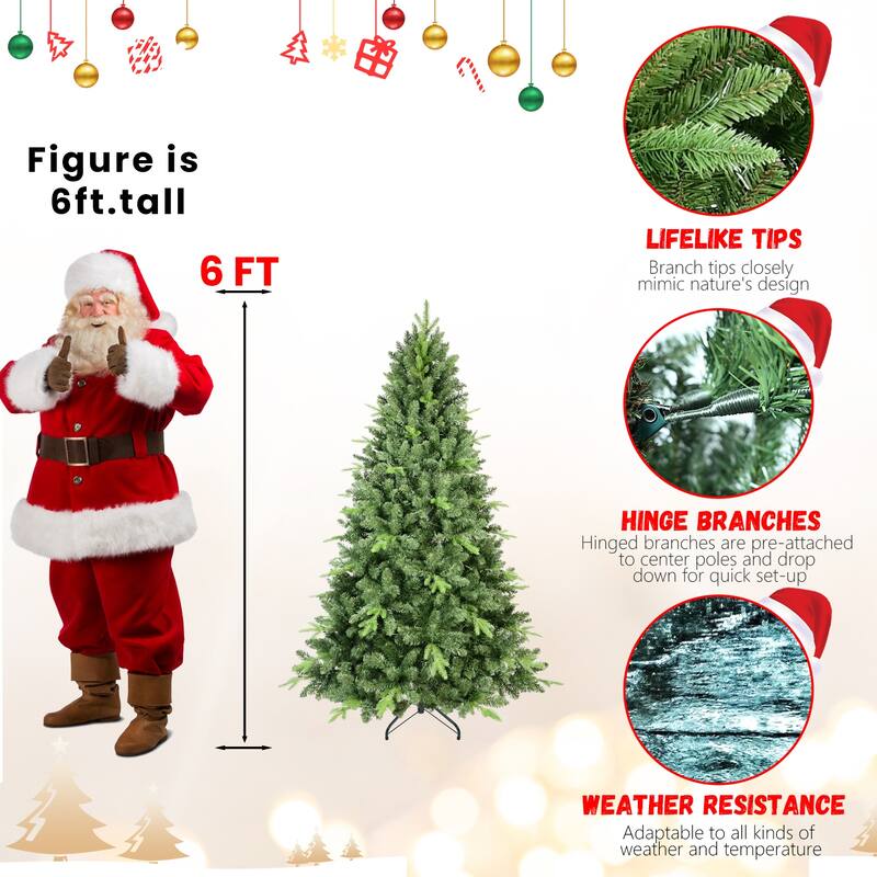 4FT Classic Christmas Tree with 636 PE+PVC Tips-Realistic Hinged Branches,Easy Assembly,Stable Metal Stand,Full Natural Look