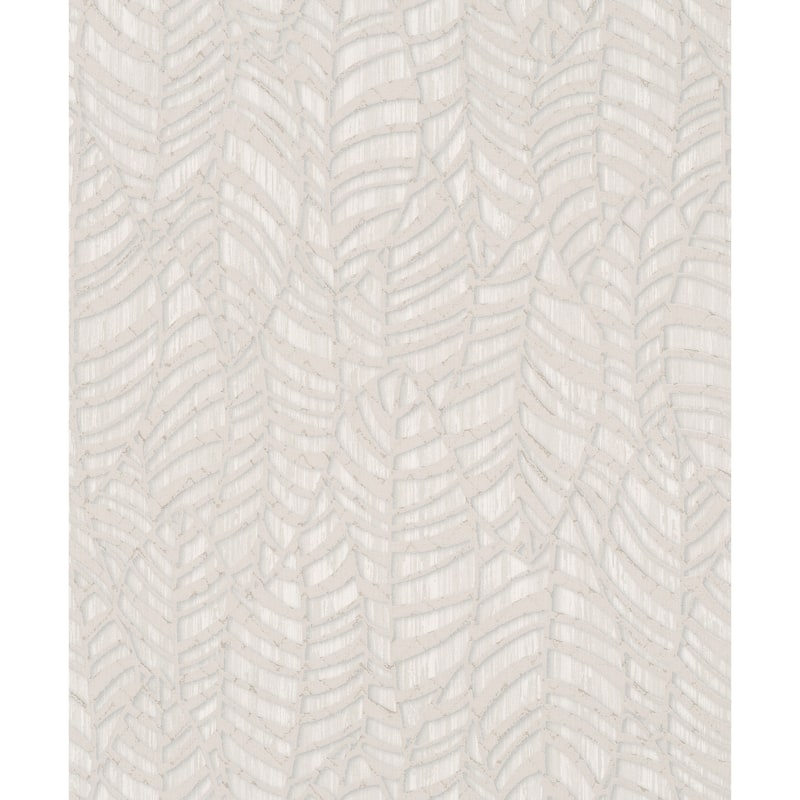 Galerie Wallcoverings Serene Collection Metallic Botanical Leaves Vinyl on Non-woven Wallpaper Roll - 33 feet x 21 inches - Grey