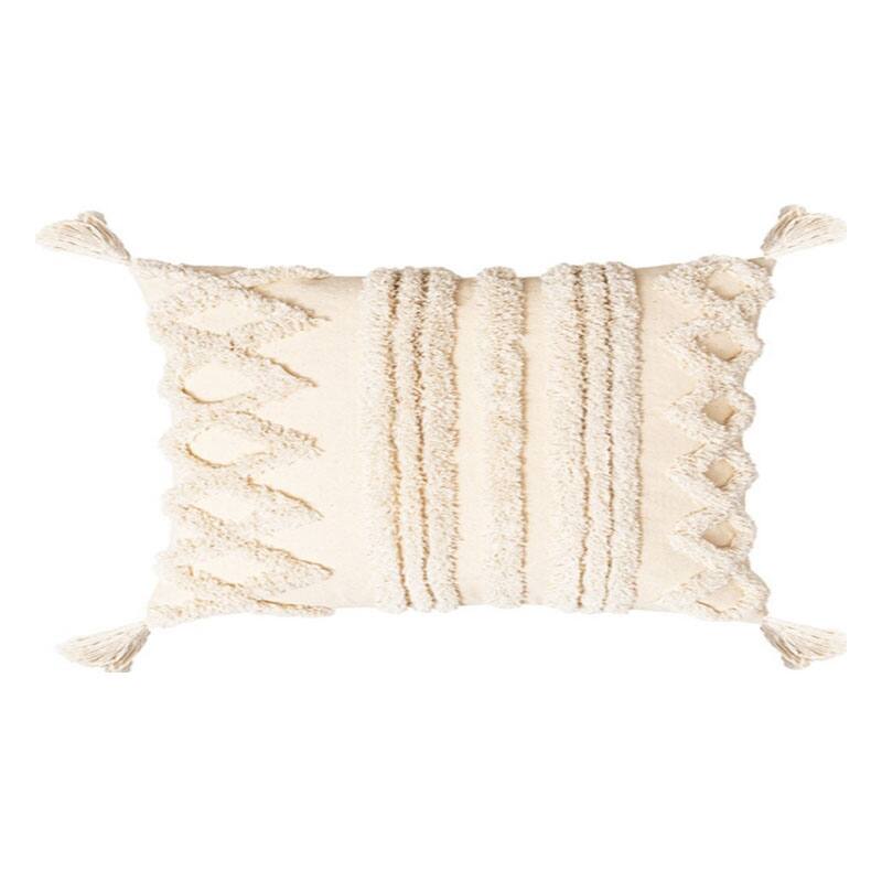 Wholelinens Boho Textured Tufted Cotton Throw Pillow Cover