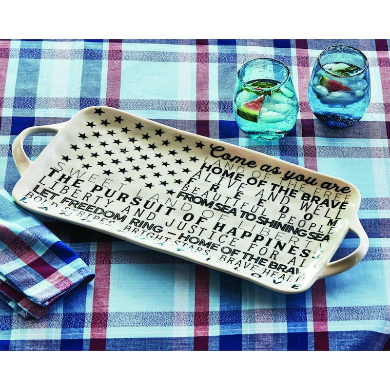 9" x 17.25" Stars & Stripes 4th of July Patriotic Dinnerware Serving Tray Platter