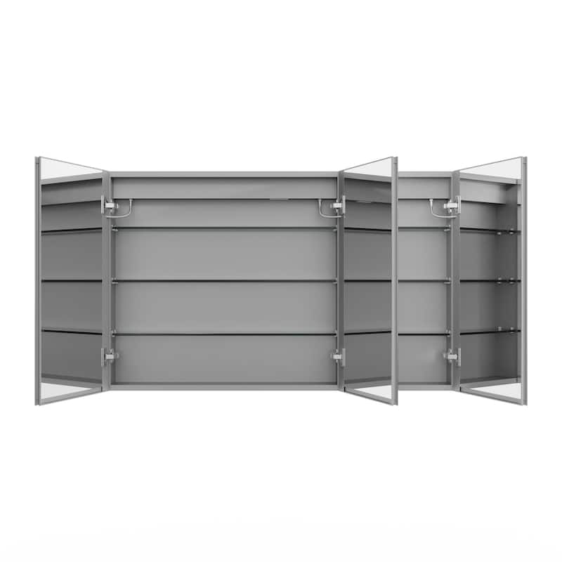 48" Aluminum Surface Mount Medicine Cabinet with Mirrors and Shelves - 48" X 30"