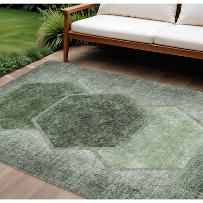 HomeRoots Geometric Transitional Rectangle Outdoor Rug