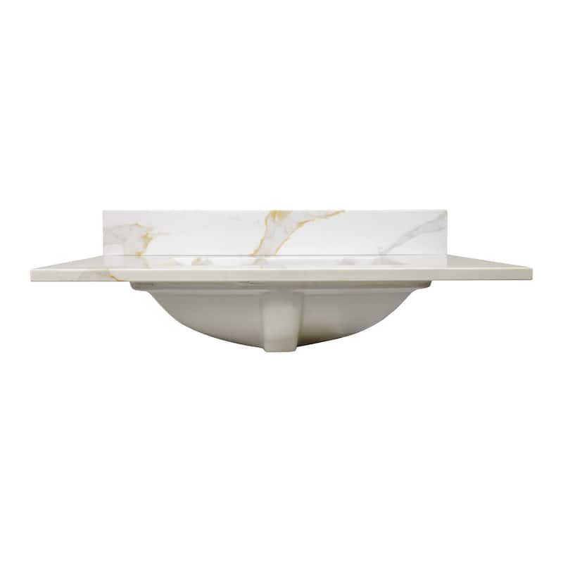 Calesco Calacatta Quartz Bathroom Vanity Top with Sink and Backsplash