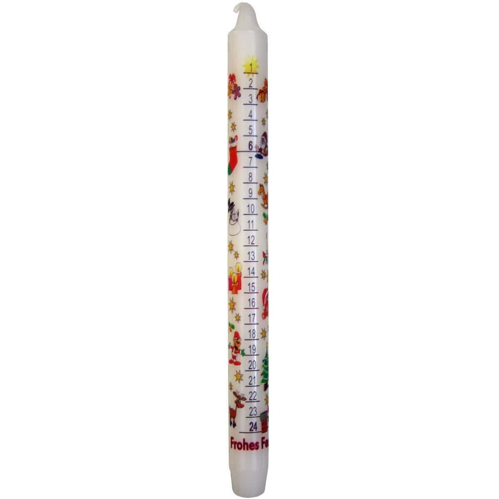 12" White and Red Christmas Advent Candle