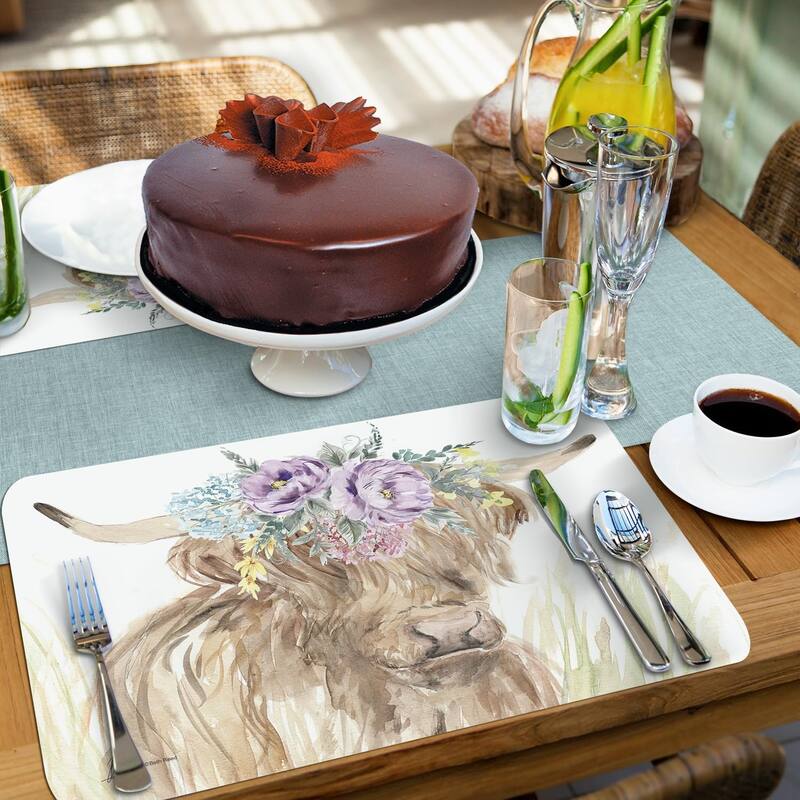 Home On The Range 4 Pack Reversible Easy Care Flexible Plastic Placemats Made in The USA BPA Free Easily Wipes Clean