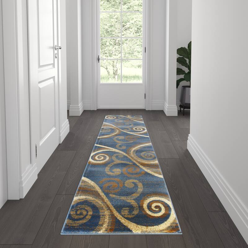Modern Distressed Swirl Abstract Style Indoor Area Rug