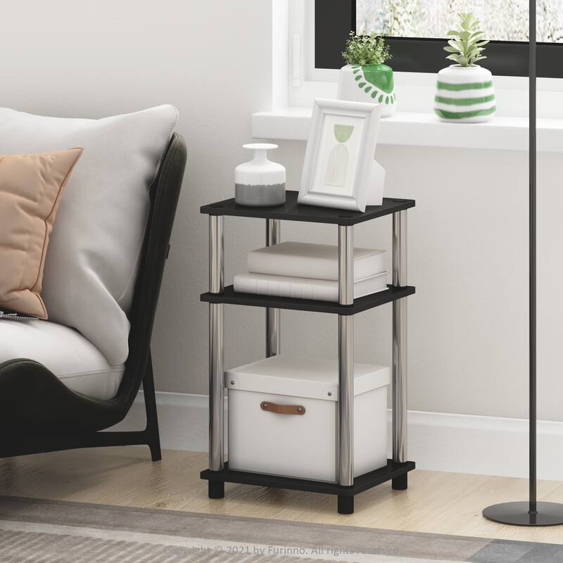 Furinno Just 3-Tier Turn-N-Tube End Table, 2-Pack