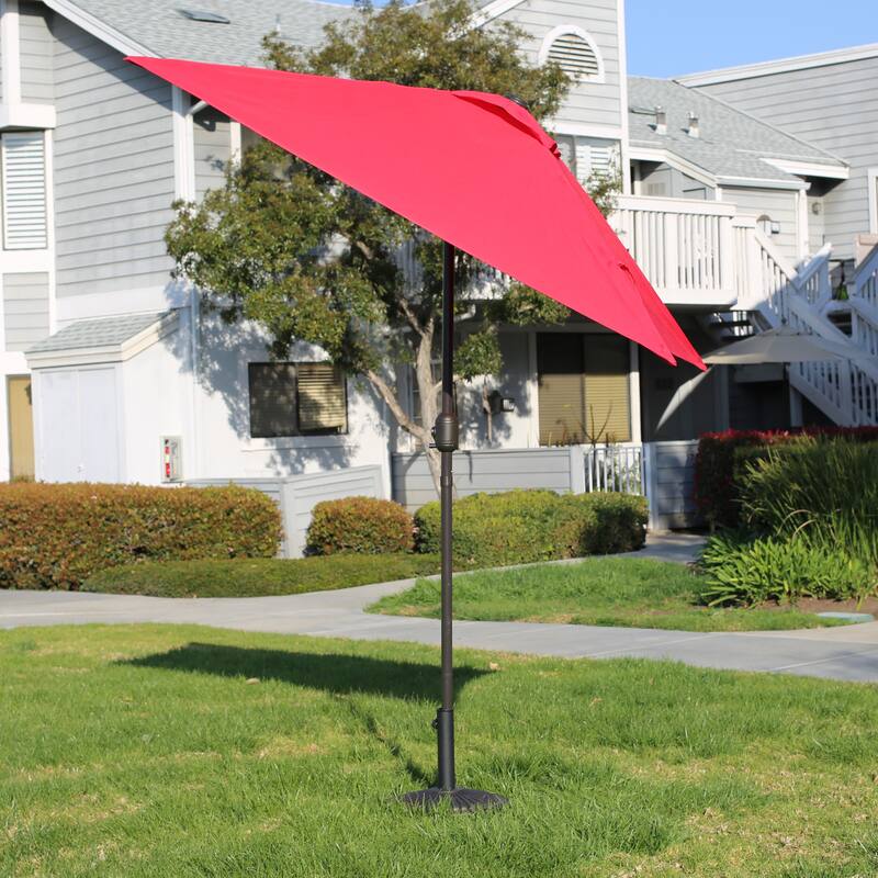Davee Furniture 6.5' Square Patio Umbrella Outdoor Table Market Umbrella with Tilt/Crank, 4 Ribs (Red)
