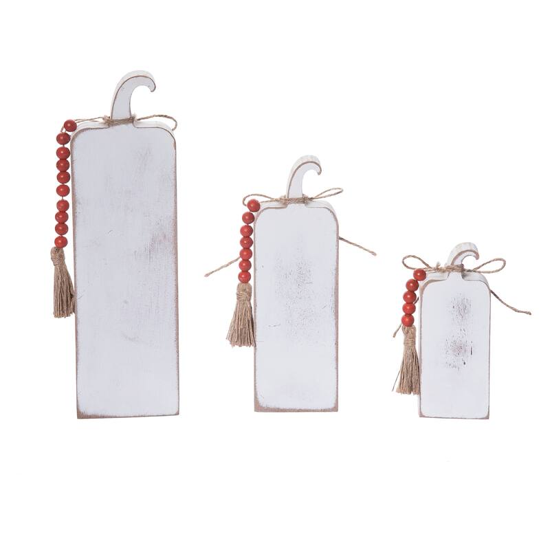 Transpac Wood 11.8 in. Off-White Harvest Rustic Pumpkin Set of 3