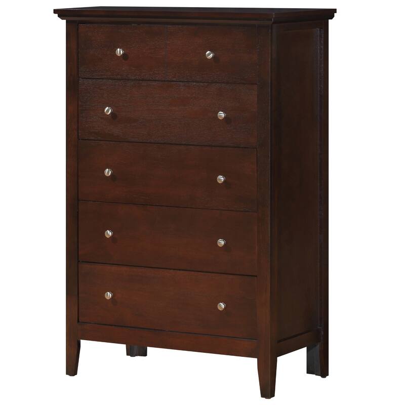 Wooden Bedroom Chest with 5-Drawers - 48" - Dark Brown