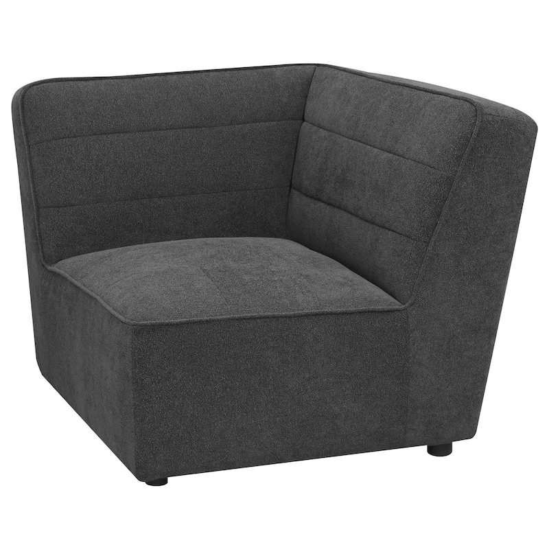 Suri 37 Inch Modular Corner Wedge, Soft Modern Boucle Fabric, Gray
