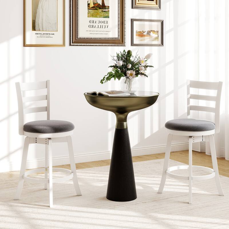 Gymax 25'' Swivel Counter Barstools Set of 2 w/Backrest & Upholstered