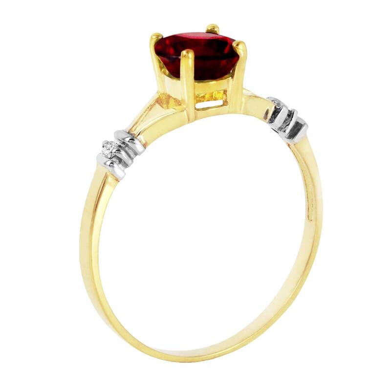 14K Solid Gold 1.07 Carat Diamond Ring w/ Round Cut Garnet Gemstone