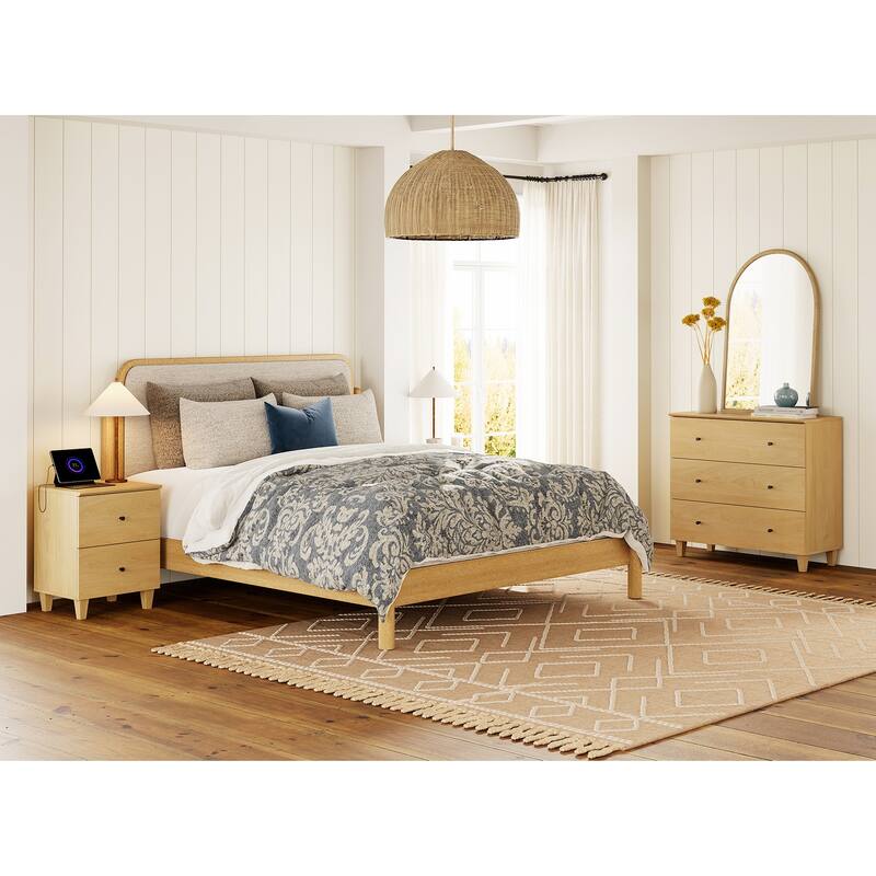 WAMPAT 3-Drawer Dresser and Nightstands Set of 3 for Bedroom