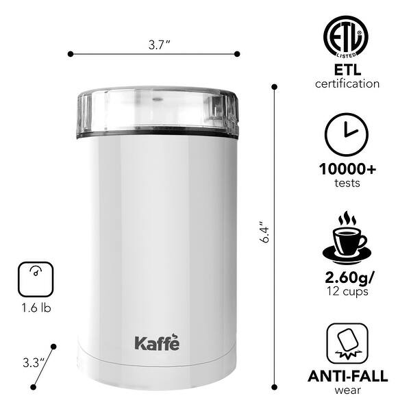 dimension image slide 0 of 3, Electric Coffee Grinder by Kaffe, 3oz - On/Off Button. Brush Included