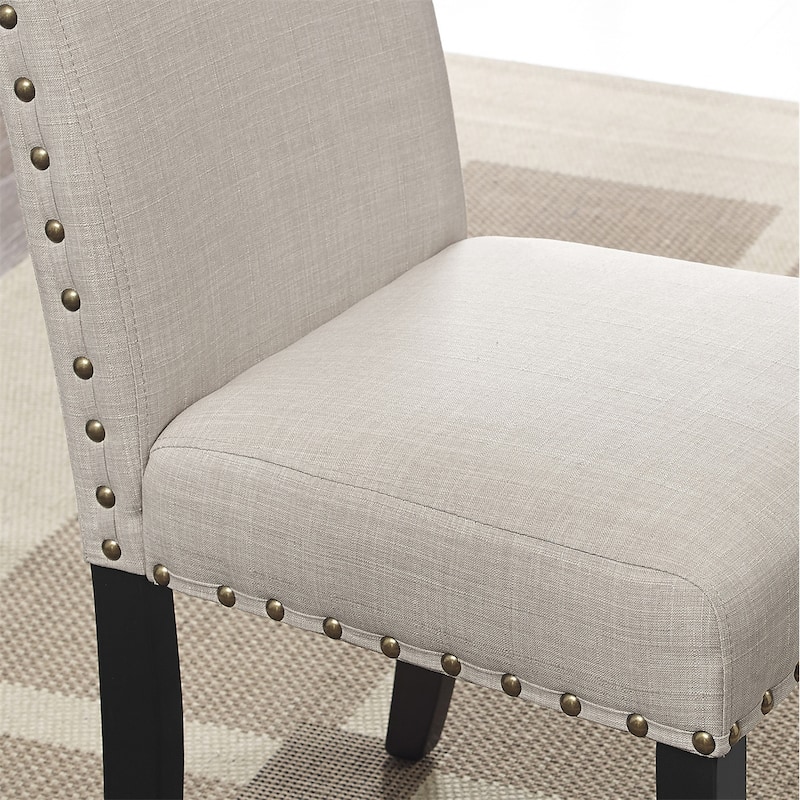 Fabric Dining Chairs with Nailhead Trim,Set of 2