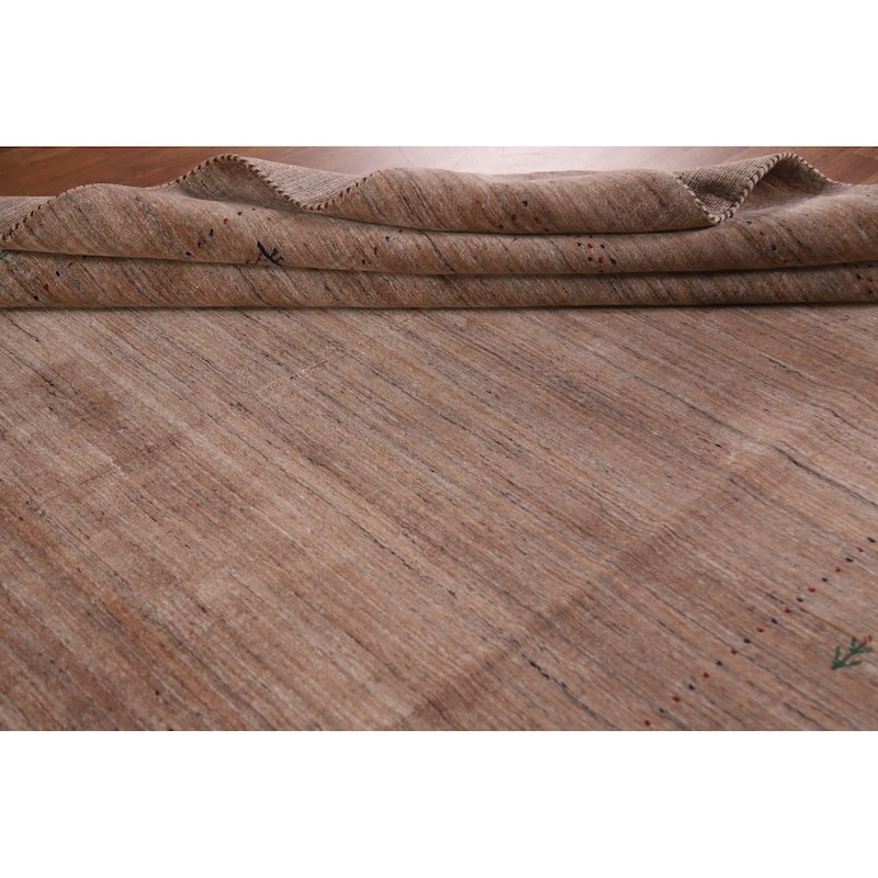 Striped Orange Gabbeh Oriental Area Rug Handmade Wool Carpet - 8'0"x 9'9"