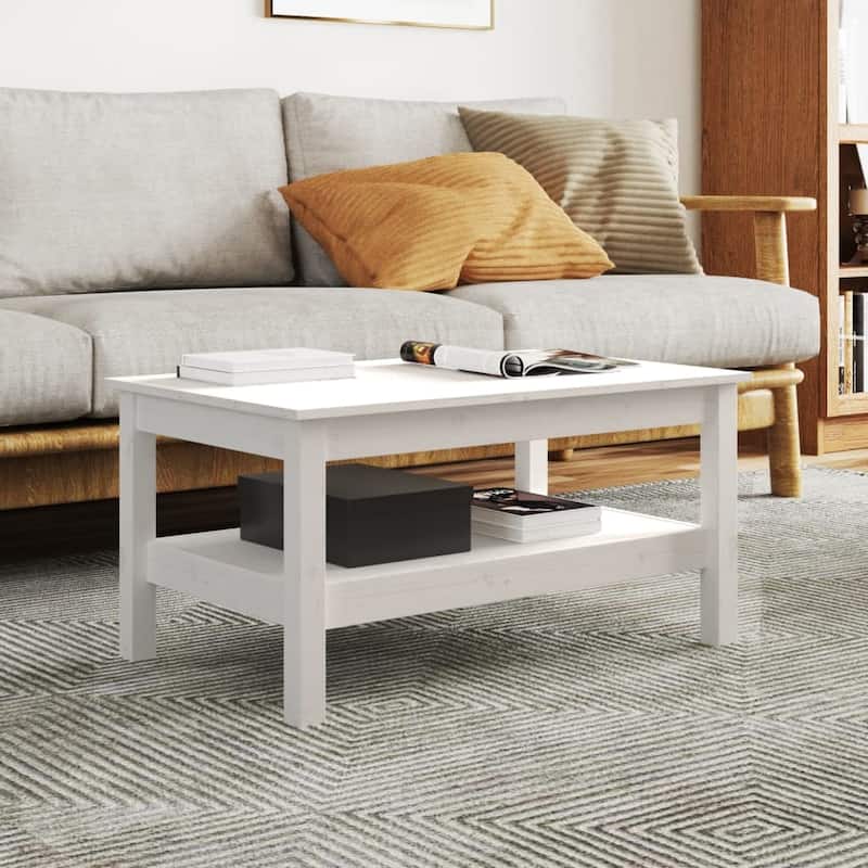 vidaXL Coffee Table Solid Pine Wood - White - 31.5 x 19.7 x 15.7