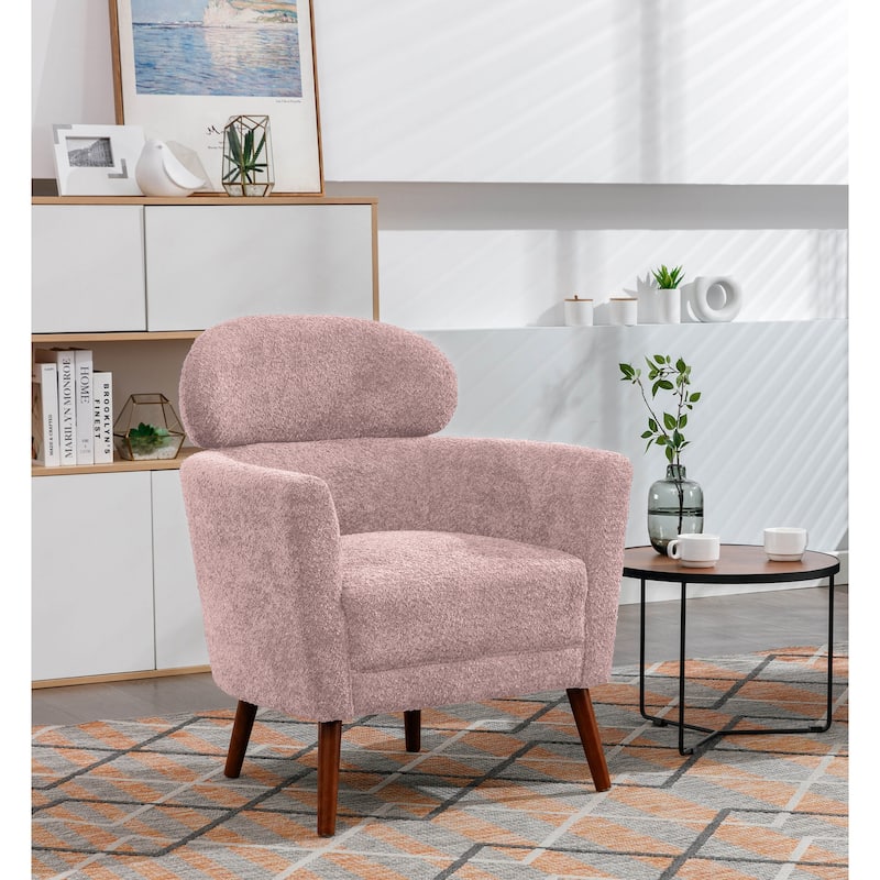 Porthos Home Rhys Sherpa Fabric Accent Barrel Chair with Rubberwood Legs