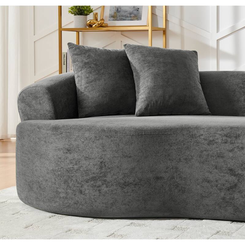 Roomfitters Modern Cloud 4-Seater Curved Sectional Sofa, Minimalist Compression Couch, Chenille