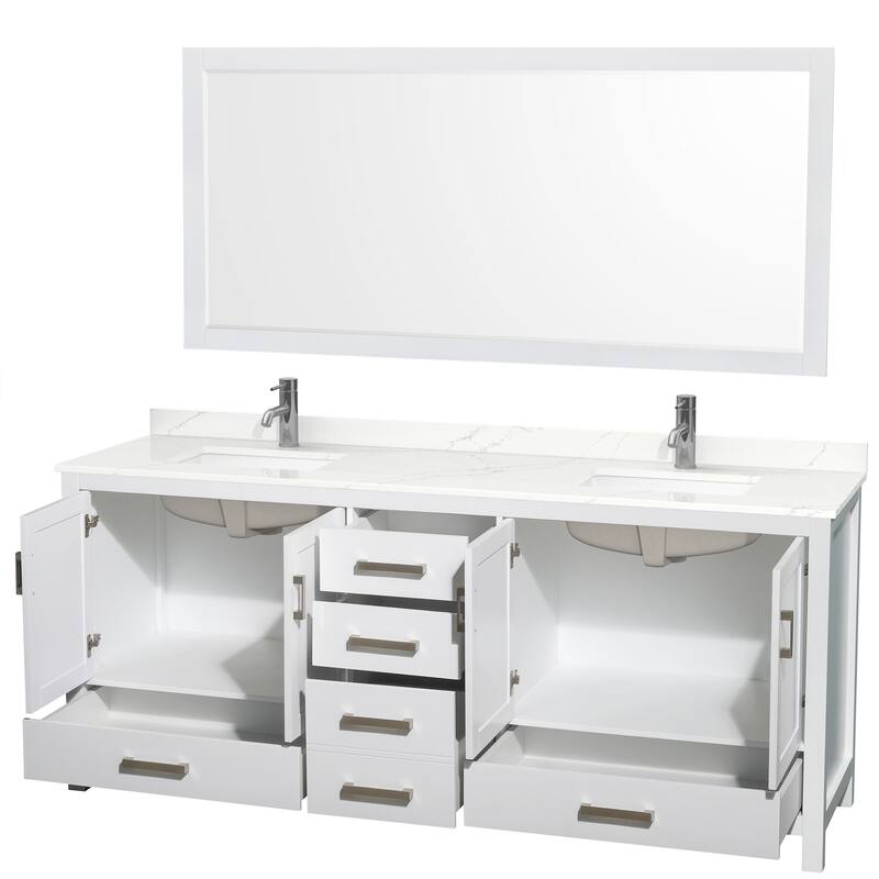 Wyndham Collection WCS141480D-QTZ-UNSM70 Sheffield 80" Free Standing