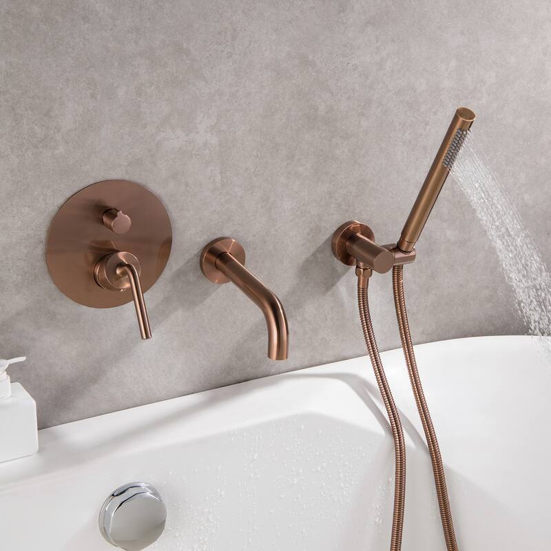 Modland Luxury Wall Mounted Bathtub Faucet With High-pressure Handheld Shower and Tub Spout
