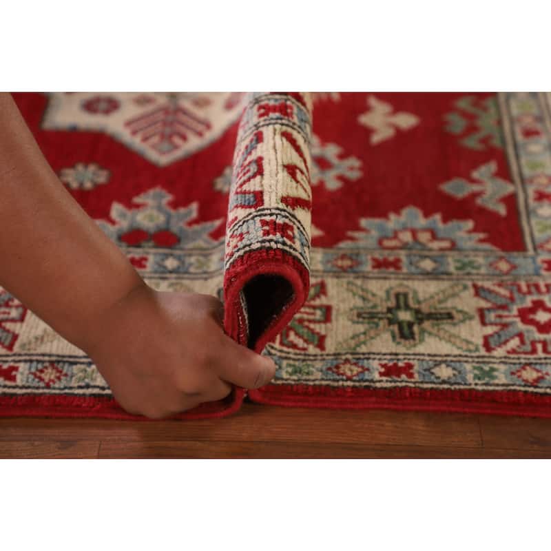 Kazak Accent Rug Hand-Knotted Traditional Oriental Wool Carpet - 3'6"x 4'11"