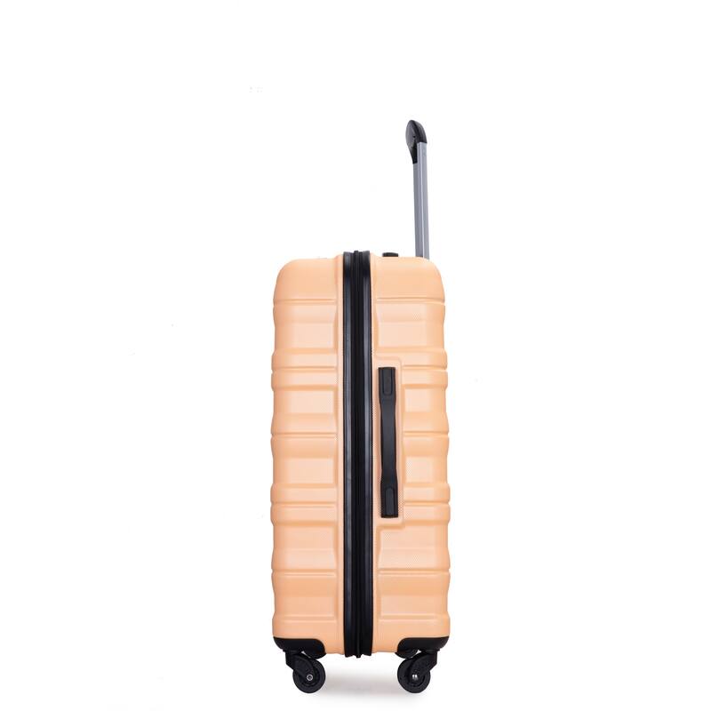 3-Piece, Expandable Luggage, Lightweight Luggage with 2 Hooks, TSA Lock, and Swivel Wheels, for Boarding Travel, Peach