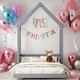 preview thumbnail 2 of 25, House-Style Funny Full House-shaped Roof Headboard Floor Kids Furniture Bed Kidsbed, Grey
