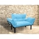 preview thumbnail 6 of 17, Modern Extra-wide Metal-legged Cushioned Splayed Loveseat Turquoise