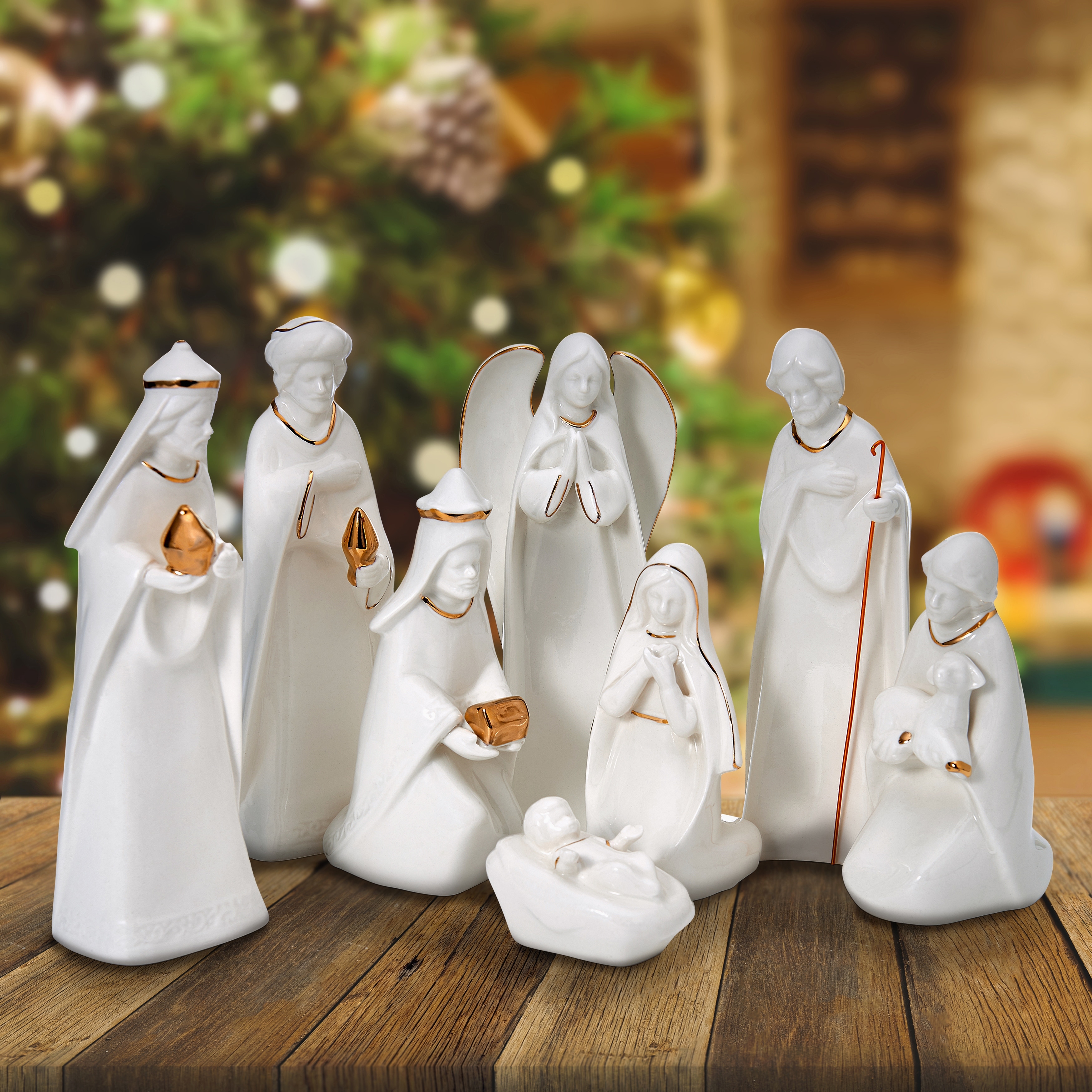 Mikasa 8-Piece Nativity Set with Gold Accent - Bed Bath & Beyond