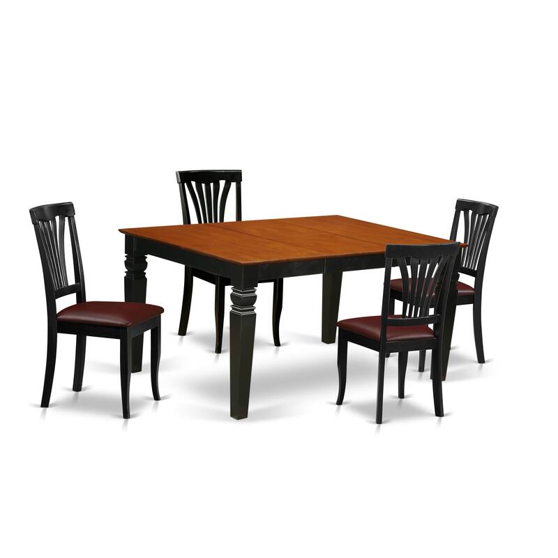 East West Furniture 5 Piece Dining Table Set- a Kitchen Table and 4 Chairs, Black & Cherry(Seat Type Options)