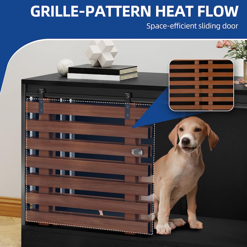 Moasis Wooden Dog Crate with Sliding Door for Medium or Large Dogs Living Room Furniture