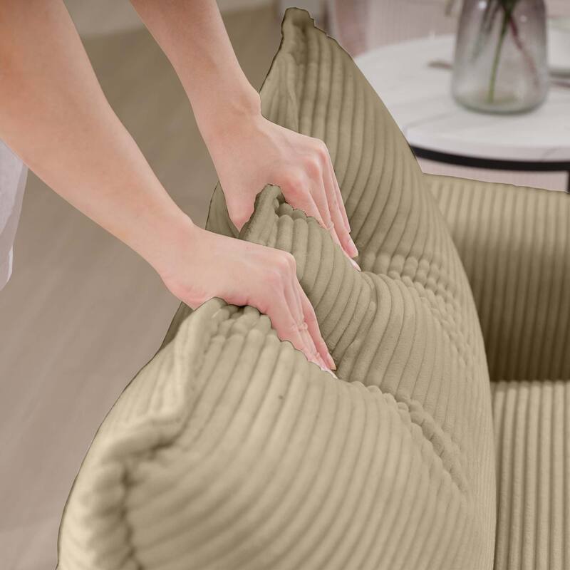 L-shaped Chaise Sectional Sofa with Ottoman and Double Cushions