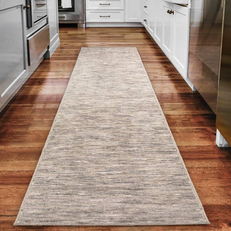 Addison Villager Textured Solid Wool and Viscose Area Rug - 2' 3" x 7' 6" - Beige