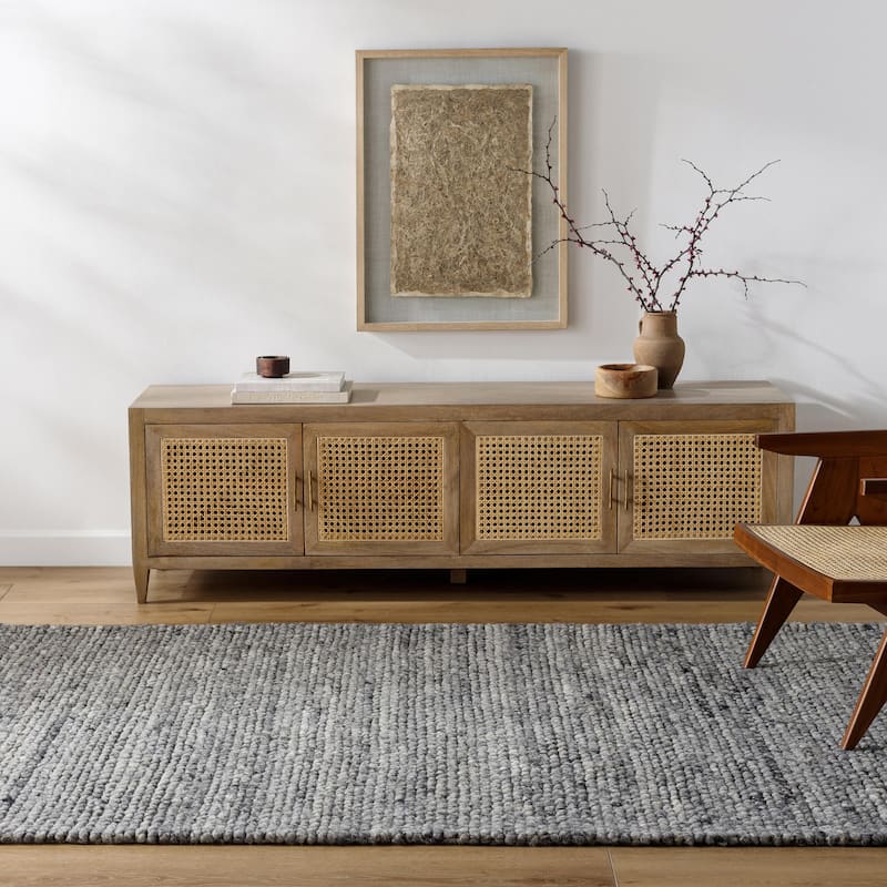 Latrell Rustic Solid Area Rug - 2' x 3' - Dark Gray