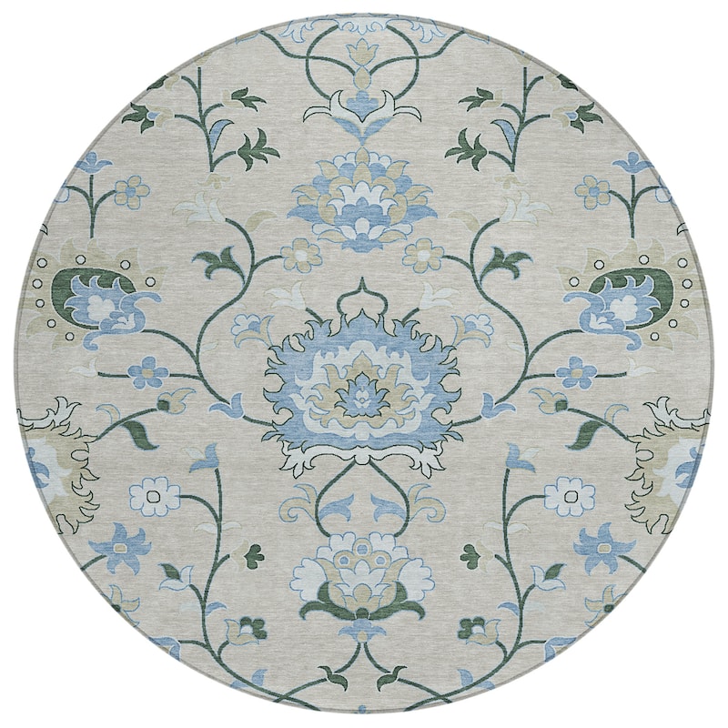 Machine Washable Indoor/ Outdoor Traditional Serena Chantille Rug
