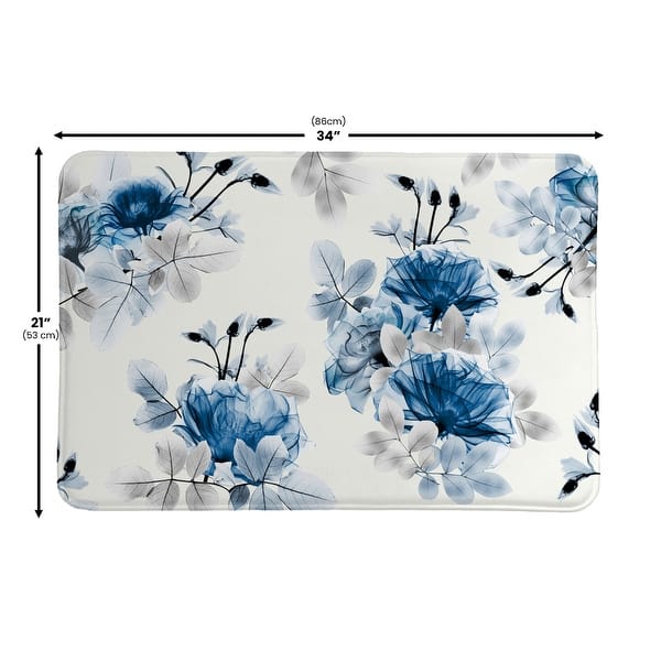 Laural Home Whispering Blue Botanicals Memory Foam Rug