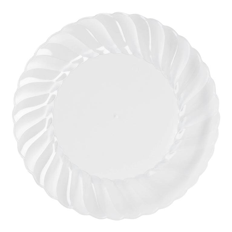 Solid Round Flaired Disposable Plastic Plate Packs - Party Supplies - 180pcs - Salad Plates - Clear