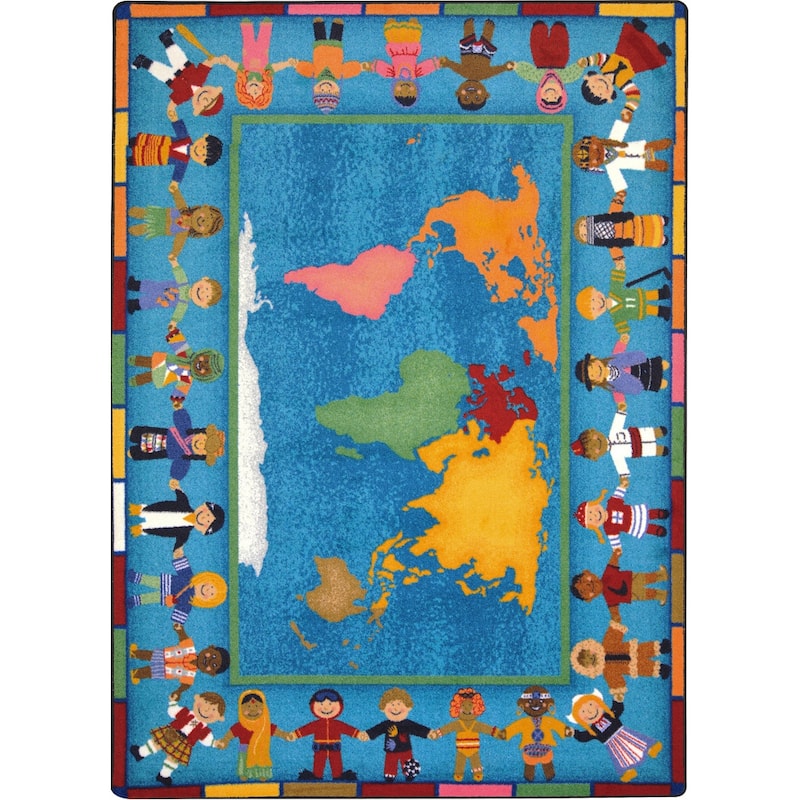 Hands Around the World Multi Educational Nylon Area Rug - 8x11
